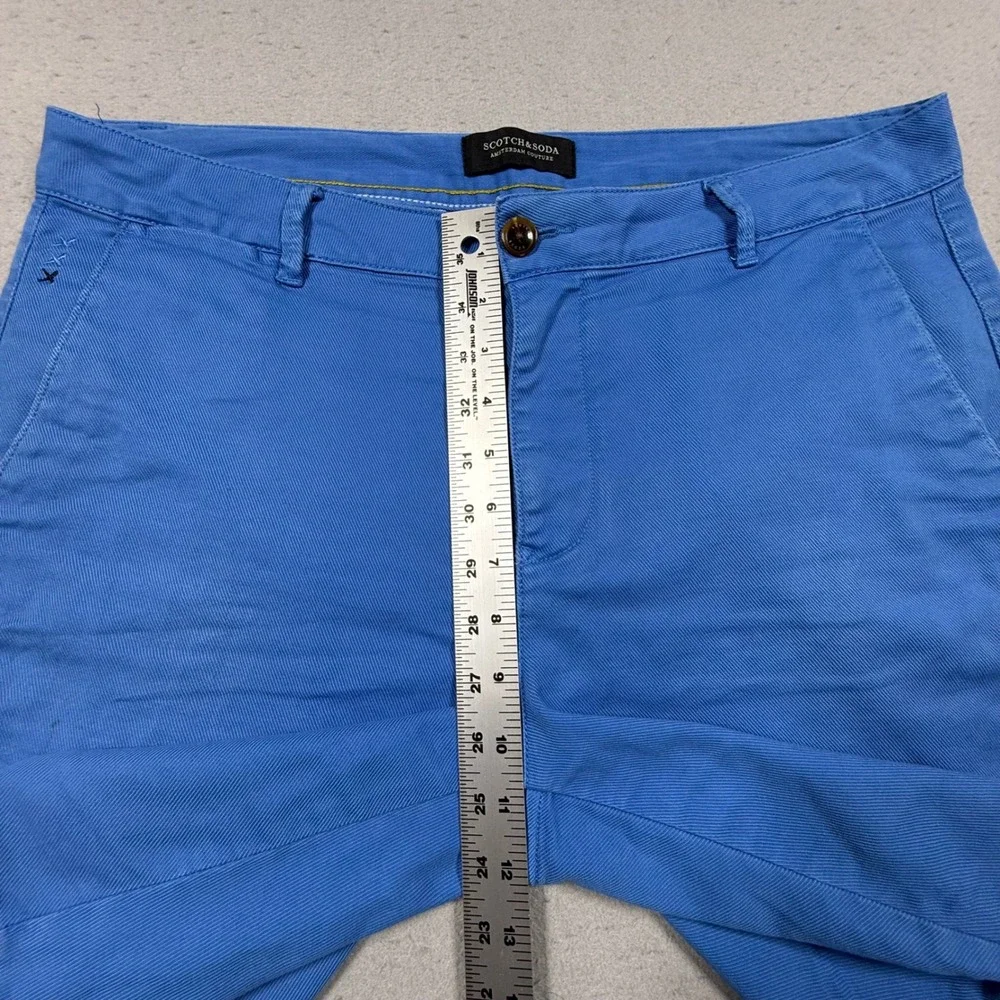 Scotch & Soda Mens Blue Cotton Chino Shorts Flat Front Casual 36